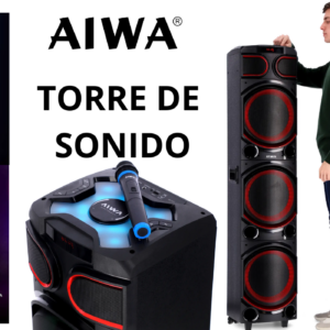 Parlante Torre de Sonido AIWA AW-T2012 Efectos de Luces, Controles DJ, 16.000W