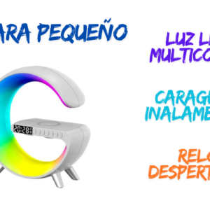 Parlante Lampara LED Pequeño Bluetooth Portatil Ficha C - Dimensiones 15.8x16x5.5cm